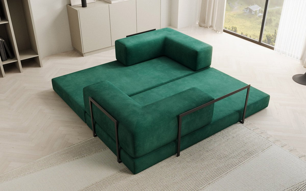 Lazy Spar-Set: 3-Sitzer + Hocker in Samt