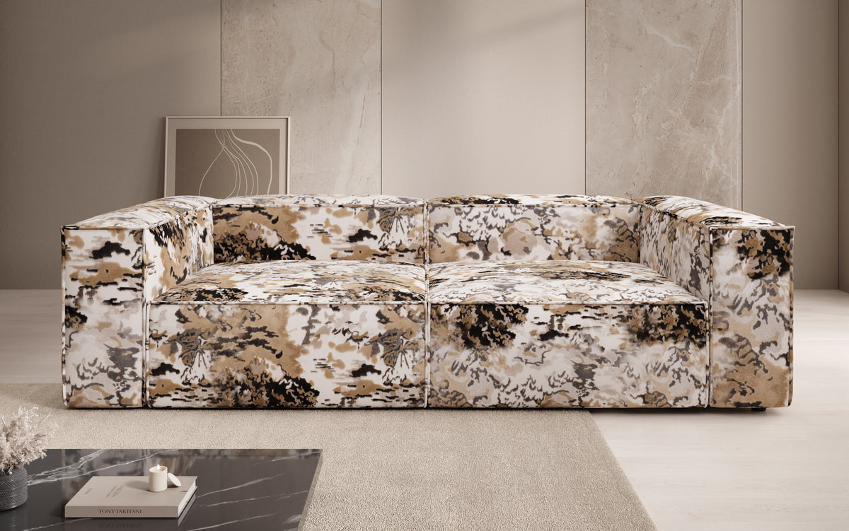 Designer Sofa Lesley 3 Sitzer - Jacquard mit Aquarell-Muster