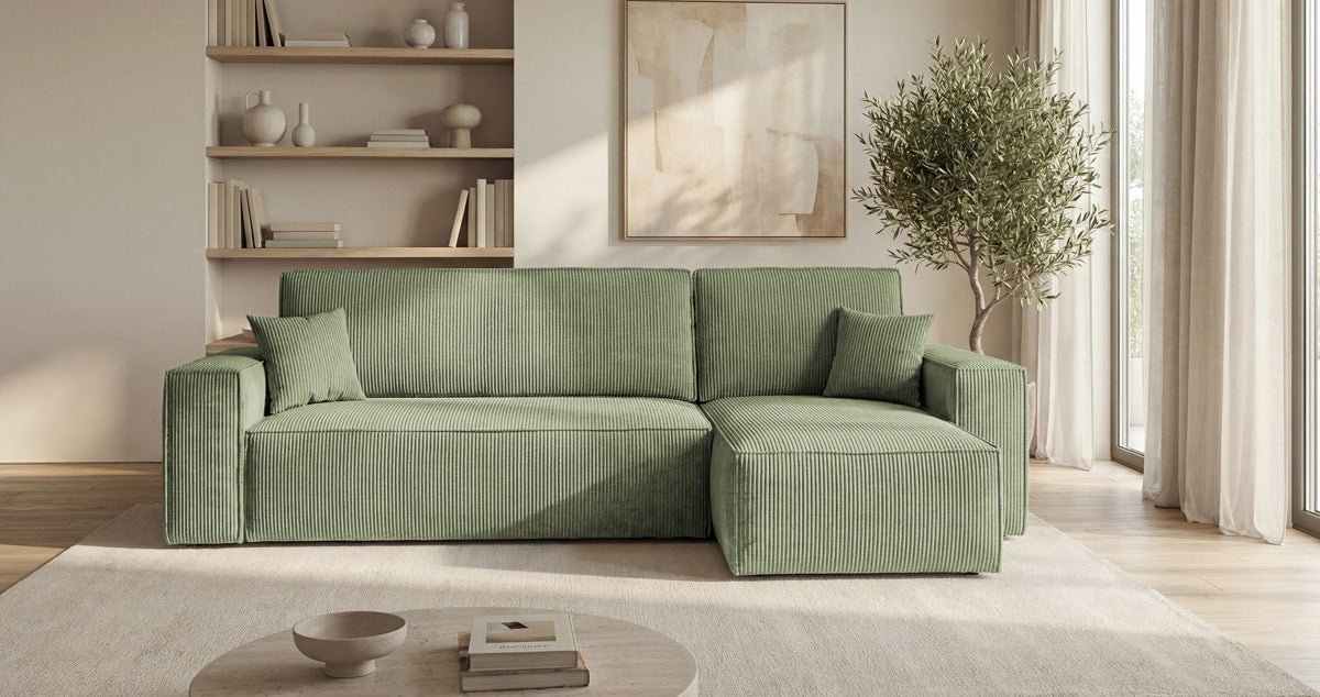 Designer Sofa Lunaro Mini mit Schlaf- und Klappfunktion in Cord