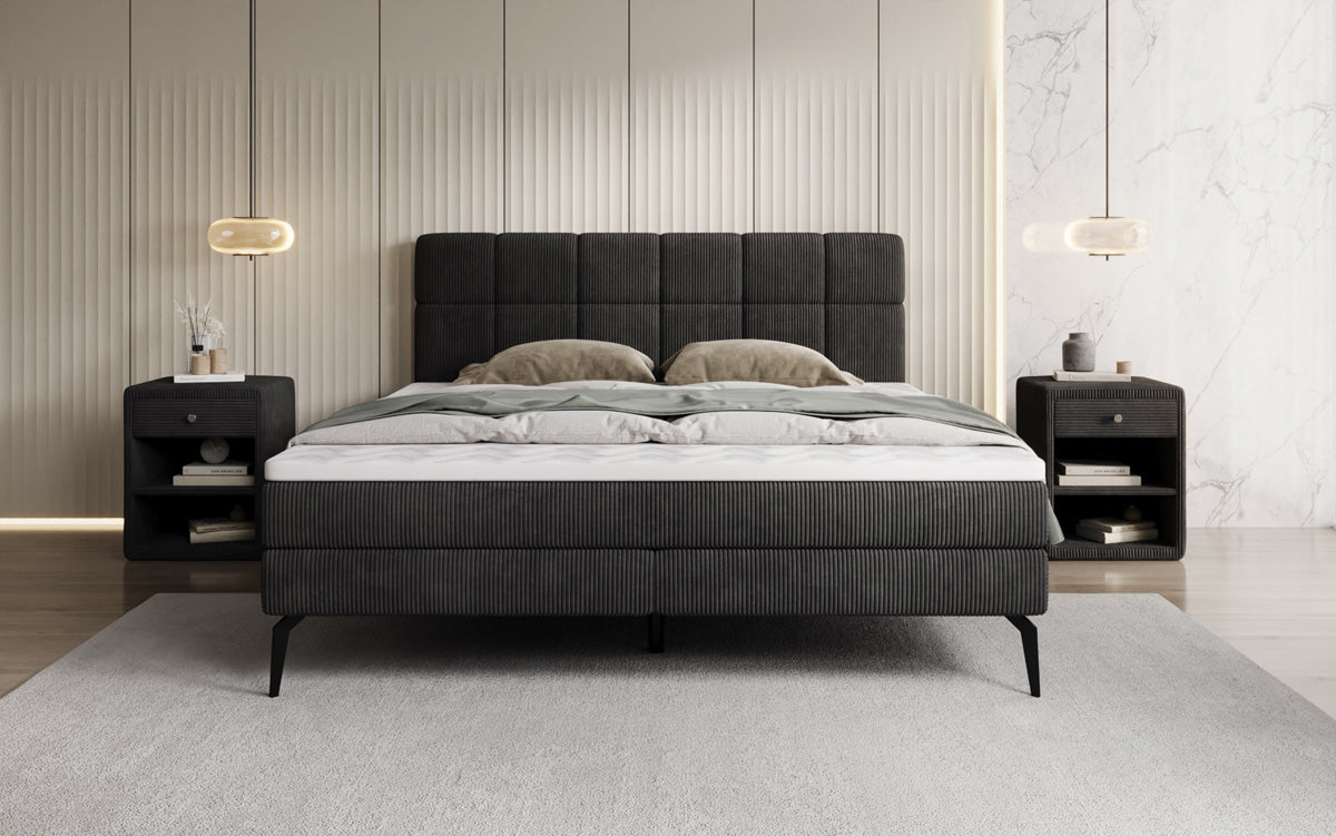 Boxspringbett Vera in Cord mit hohen Füßen