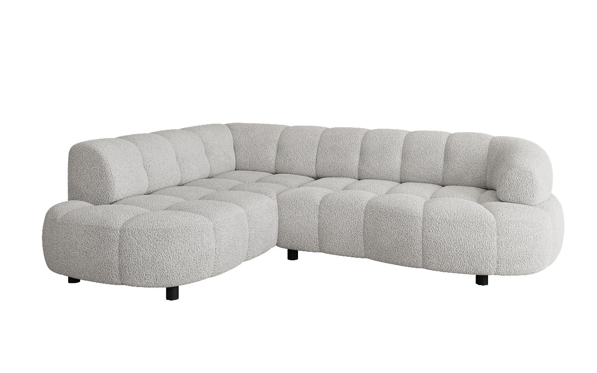 Designer Sofa Olivia Mini in Teddy Bouclé mit elektrischer Sitzerweiterung