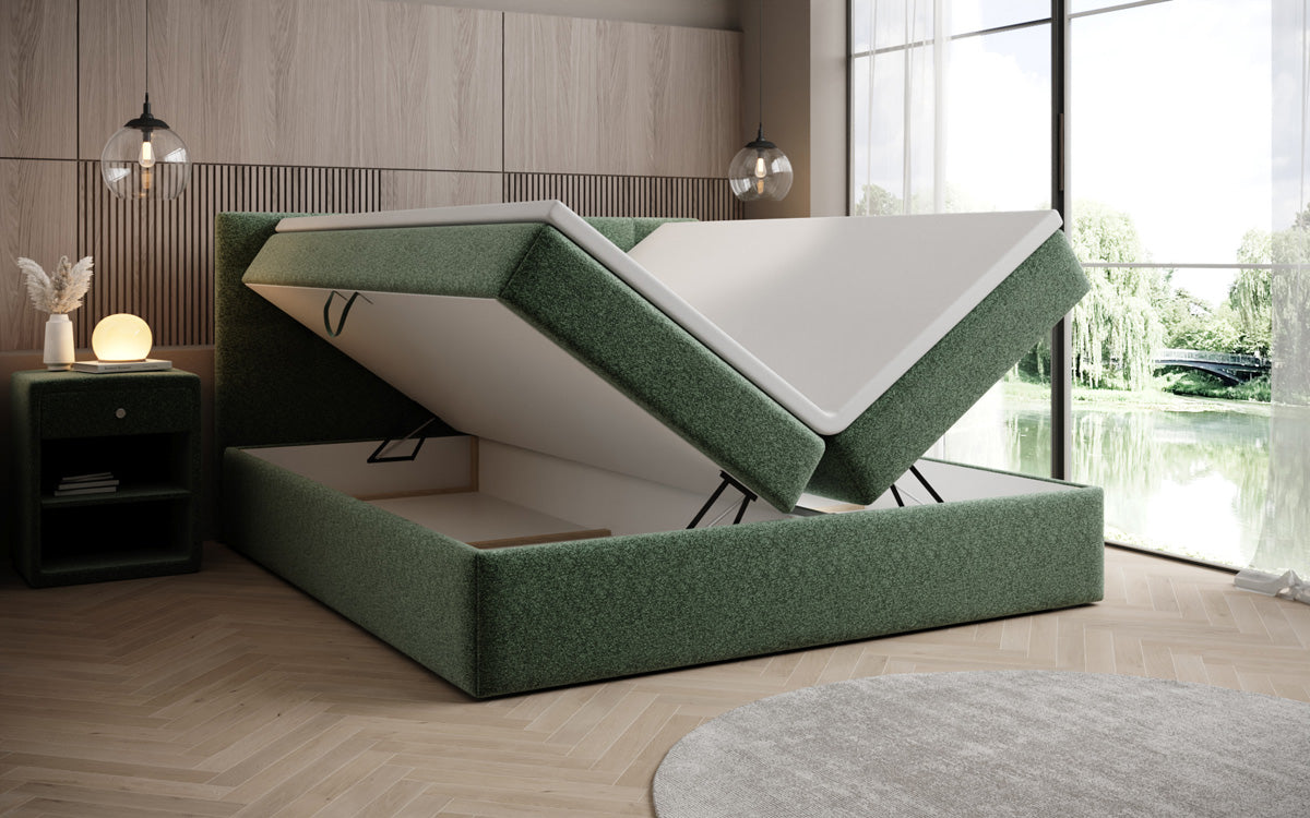 Boxspringbett Lux in Strukturstoff mit Stauraum