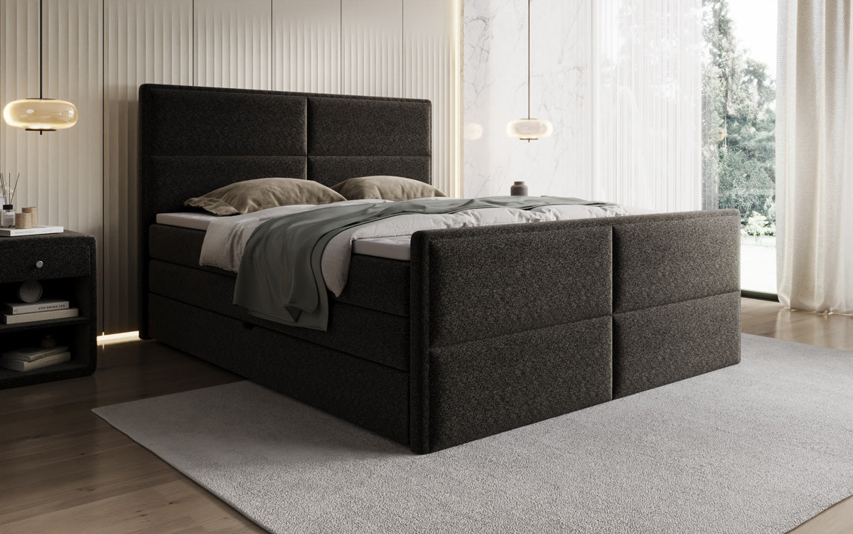 Boxspringbett Viola in Strukturstoff mit Stauraum