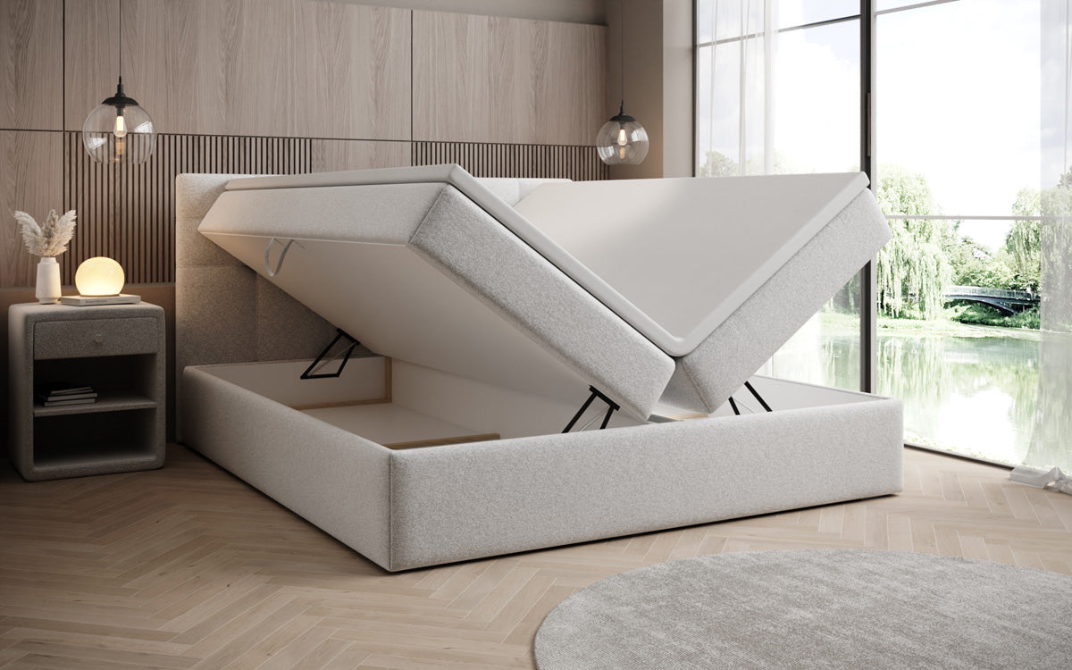 Boxspringbett Lux in Strukturstoff mit Stauraum