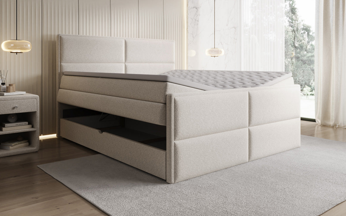 Boxspringbett Viola in Strukturstoff mit Stauraum