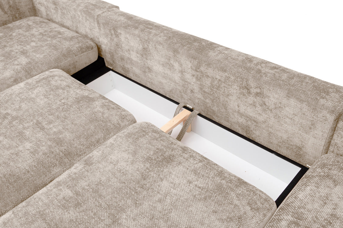 Designer Sofa Selena U mit Schlaffunktion in Strukturstoff