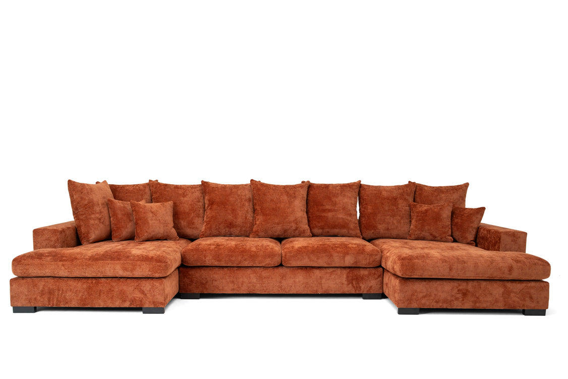 Designer Sofa Selena U mit Schlaffunktion in Strukturstoff
