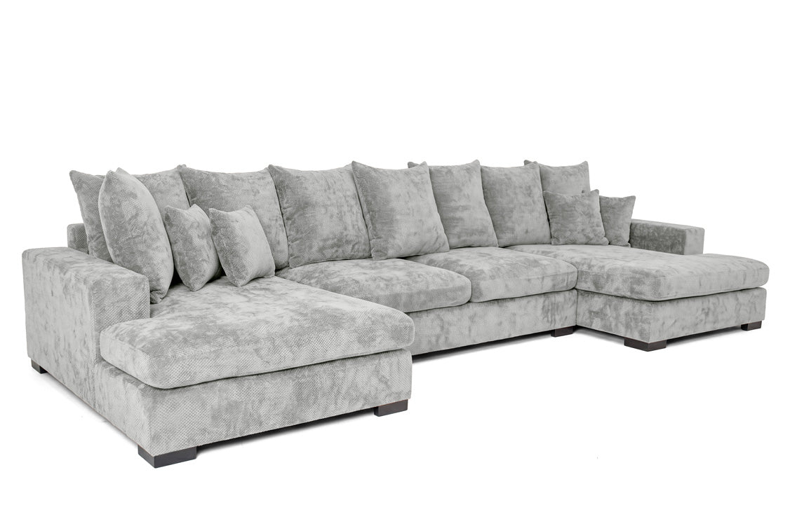 Designer Sofa Selena U mit Schlaffunktion in Strukturstoff