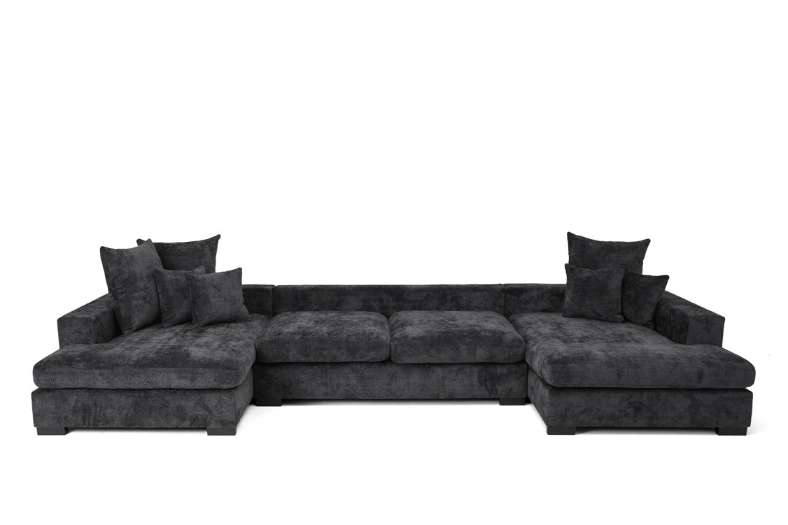 Designer Sofa Selena U mit Schlaffunktion in Strukturstoff