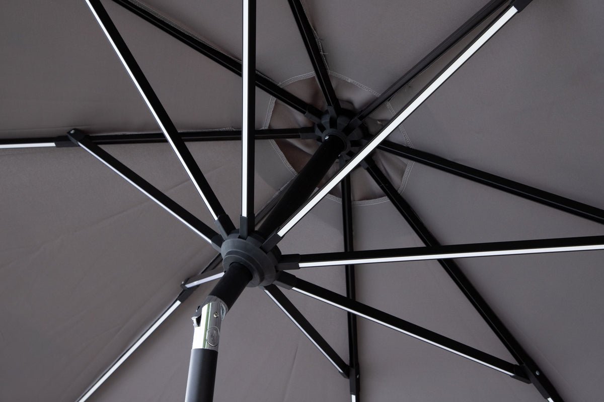Sonnenschirm Lightning – Ø270 cm in wahlweise Schwarz oder Grau