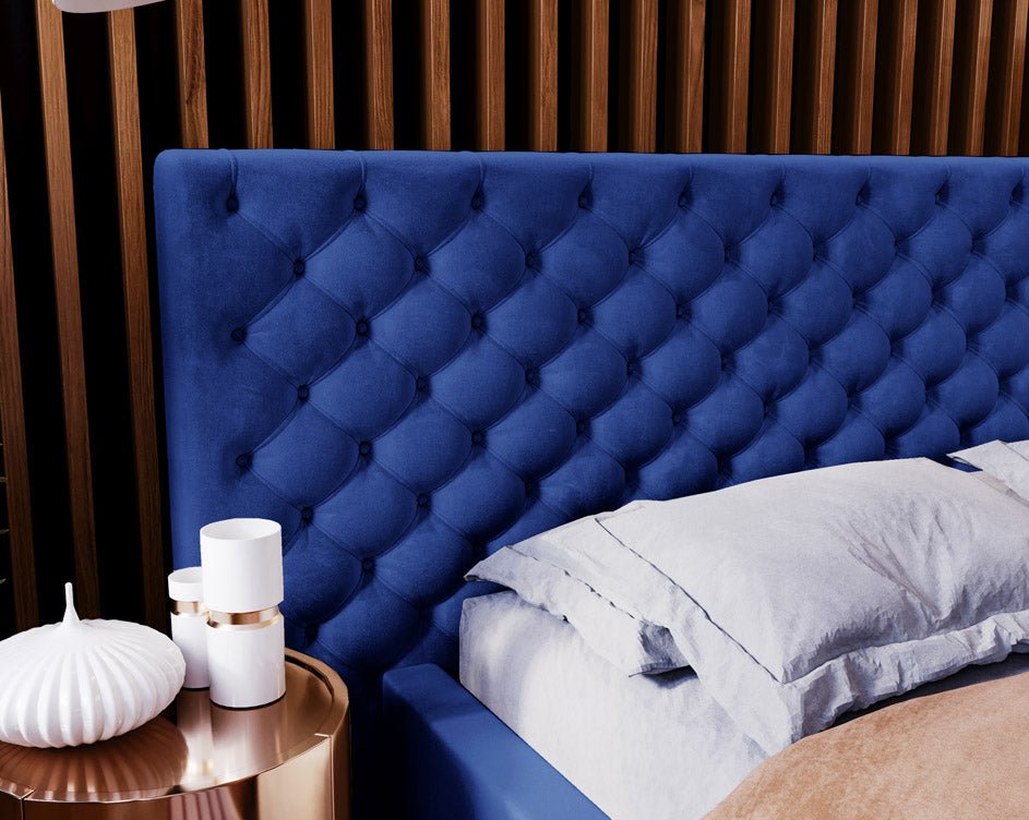 Designer Polsterbett Stellar in Samt mit Stauraum