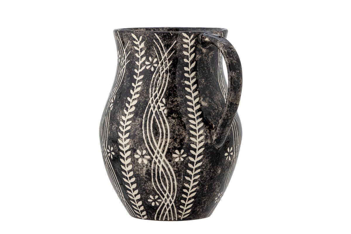 Krug Naira – handbemaltes Steingut in Schwarz