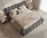 Designer Polsterbett Como in Cord mit Stauraum – Grau