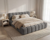 Designer Polsterbett Como in Cord mit Stauraum – Grau
