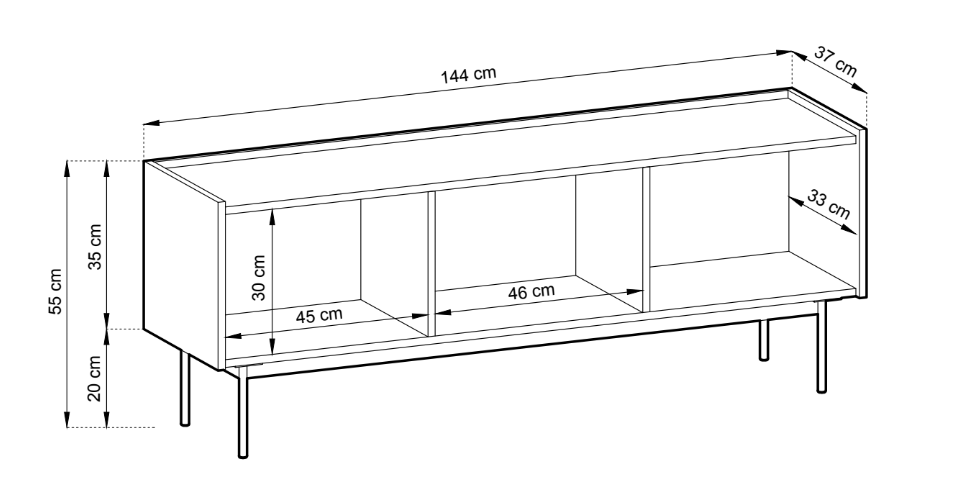 Designer Lowboard Nero - Luxusbetten24