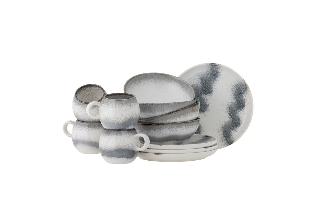 Frühstücksset Liora – Steingut mit strukturierter Glasur (12-teilig)