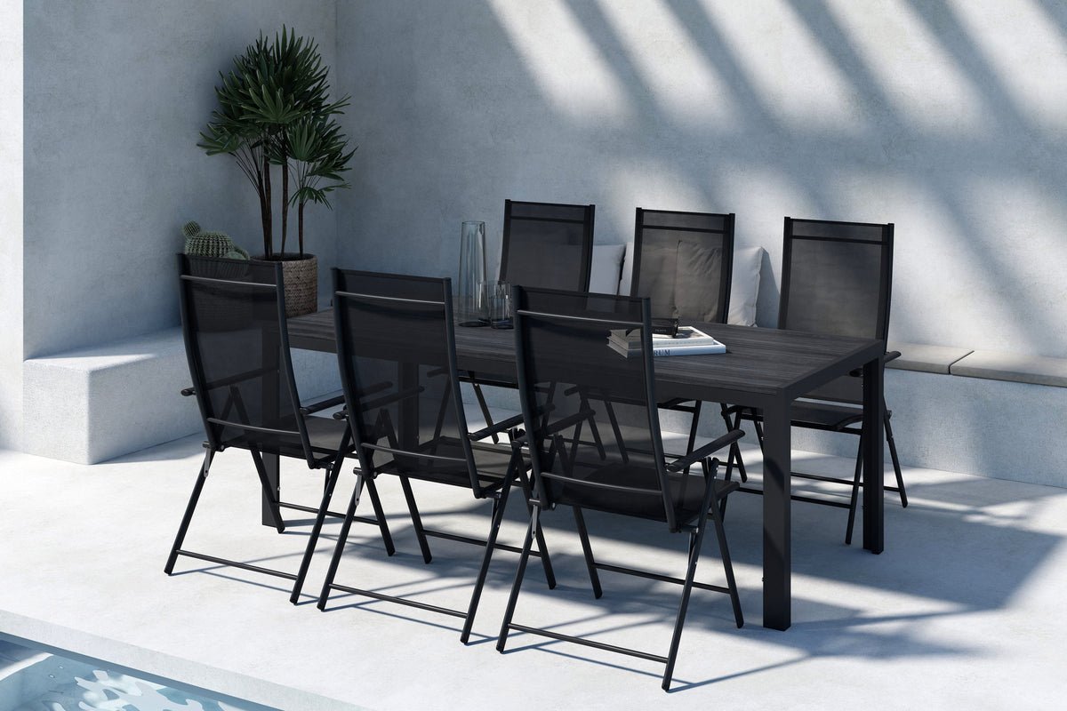 Garten Essgruppe Forma – 7-teiliges Gartenmöbel-Set in Beige oder Schwarz