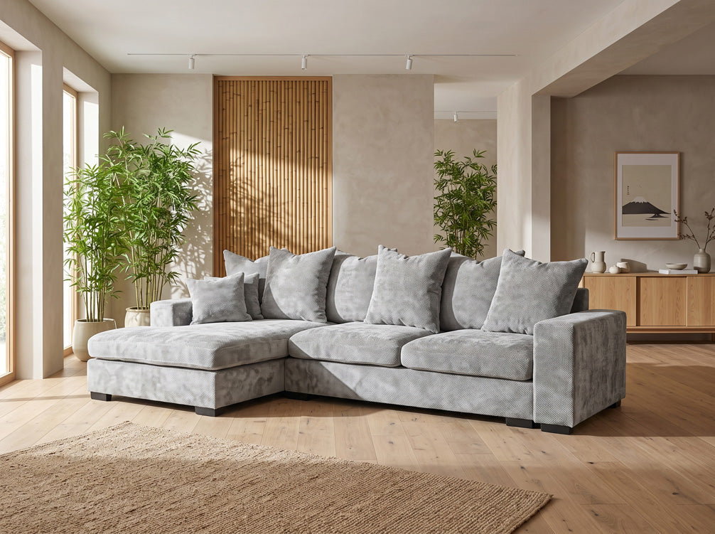Designer Sofa Selena L mit Schlaffunktion in Strukturstoff