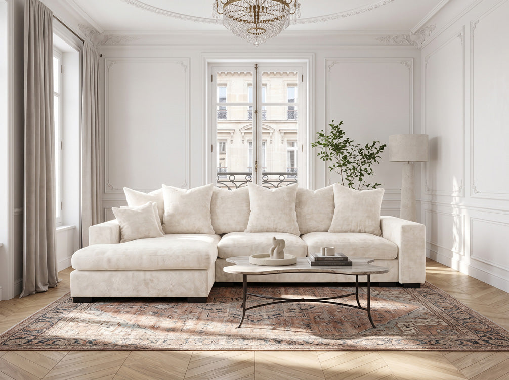 Designer Sofa Selena L mit Schlaffunktion in Strukturstoff