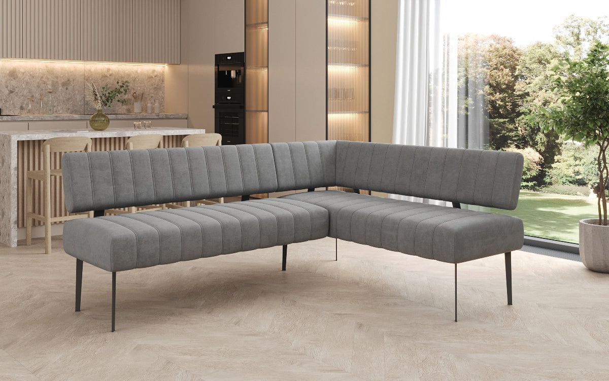 Gepolsterte Essbank Montero aus wasserabweisendem Samt mit Metallbeinen