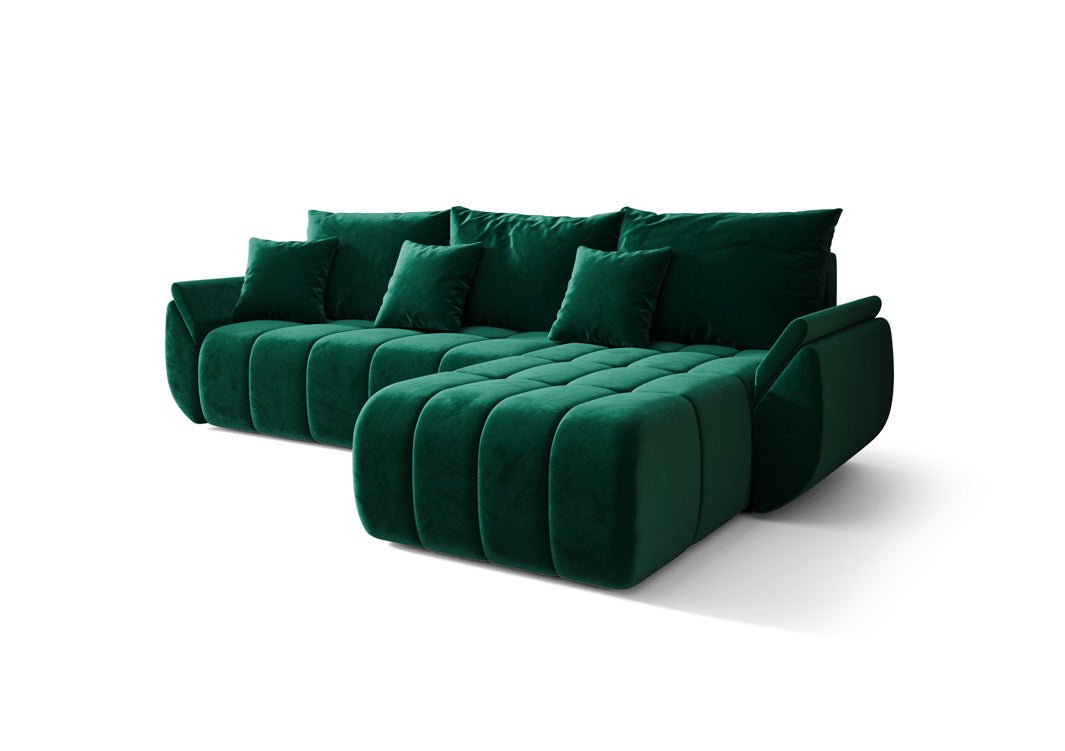 Designer Sofa Lenoa L mit Schlaf- und Klappfunktion in Samt