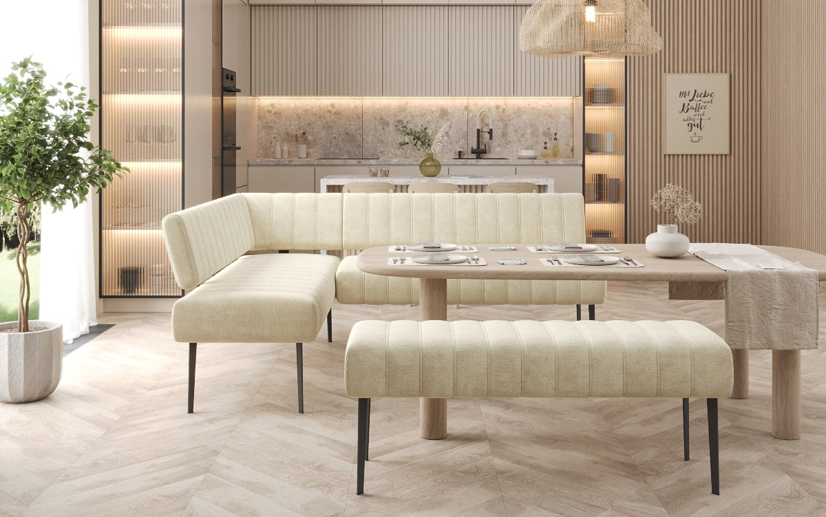 Gepolsterte Essbank Montero aus wasserabweisendem Samt mit Metallbeinen