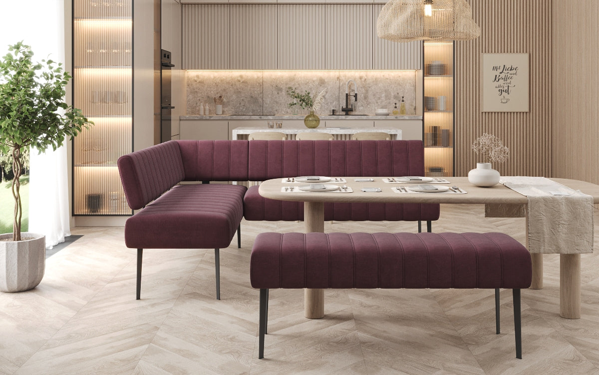 Gepolsterte Essbank Montero aus wasserabweisendem Samt mit Metallbeinen