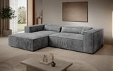 Designer Ecksofa Vasto in Cord – Hellgrau – Links