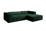 Designer Ecksofa Vasto in Cord – Grün – Rechts