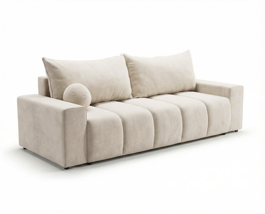 Designer 3 Sitzer Sofa Vena mit Stauraum und Schlaffunktion in Samt