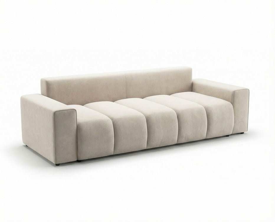Designer 3 Sitzer Sofa Vena mit Stauraum und Schlaffunktion in Samt