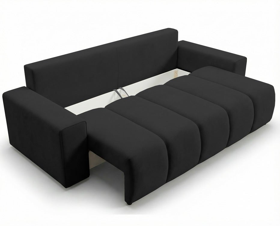 Designer 3 Sitzer Sofa Vena mit Stauraum und Schlaffunktion in Samt