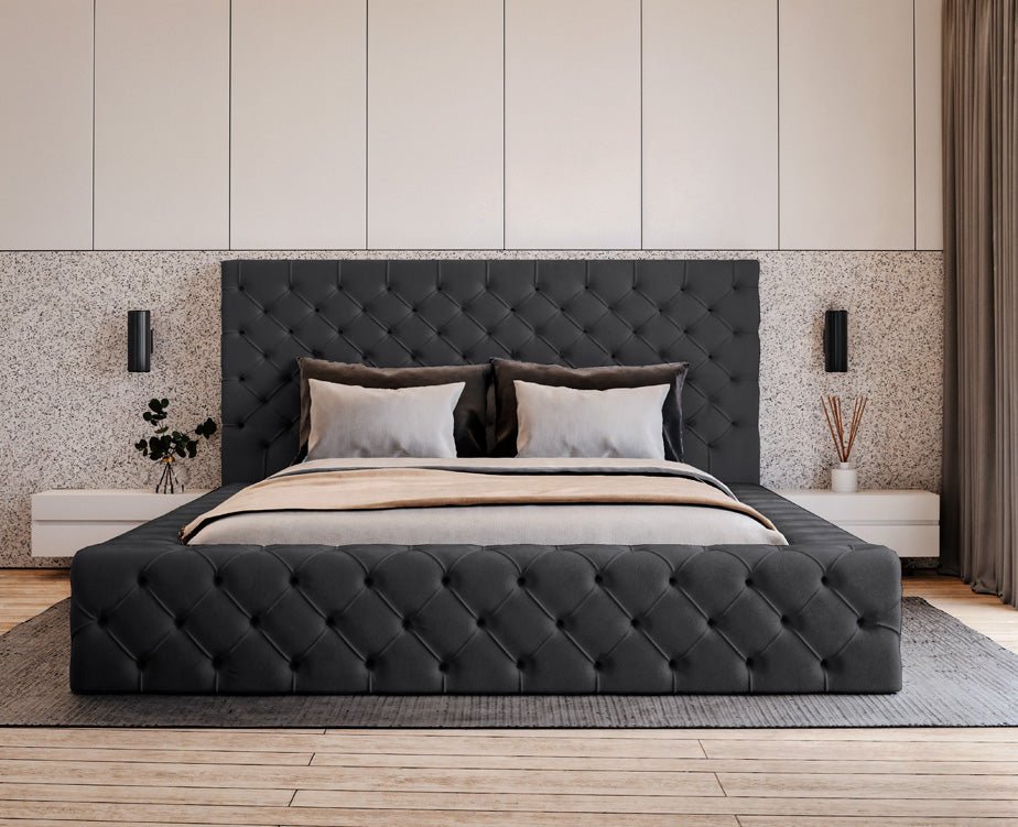 Designer Polsterbett Lana Samt mit Stauraum