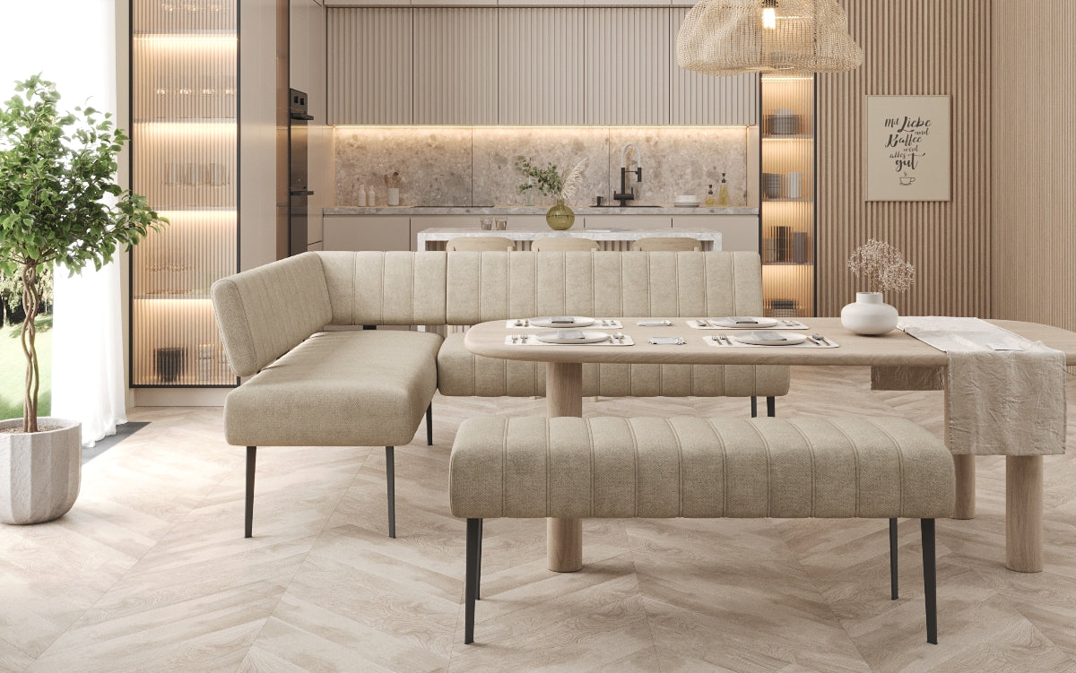 Essbank-Set Montero aus robustem Stoff mit Metallbeinen