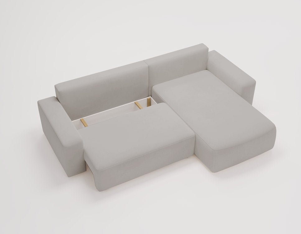 Designer Sofa Celina Samt mit Schlaffunktion und Stauraum