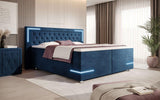 Boxspringbett Carlotta mit LED, Stauraum und USB (Samt) - Luxusbetten24