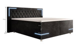 Boxspringbett Carlotta mit LED, Stauraum und USB (Samt) - Luxusbetten24