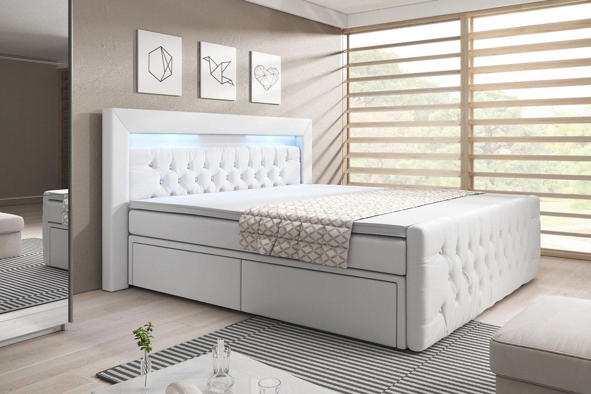 Boxspringbett Menzogna mit LED und Stauraum (2 Schubladen) - Luxusbetten24
