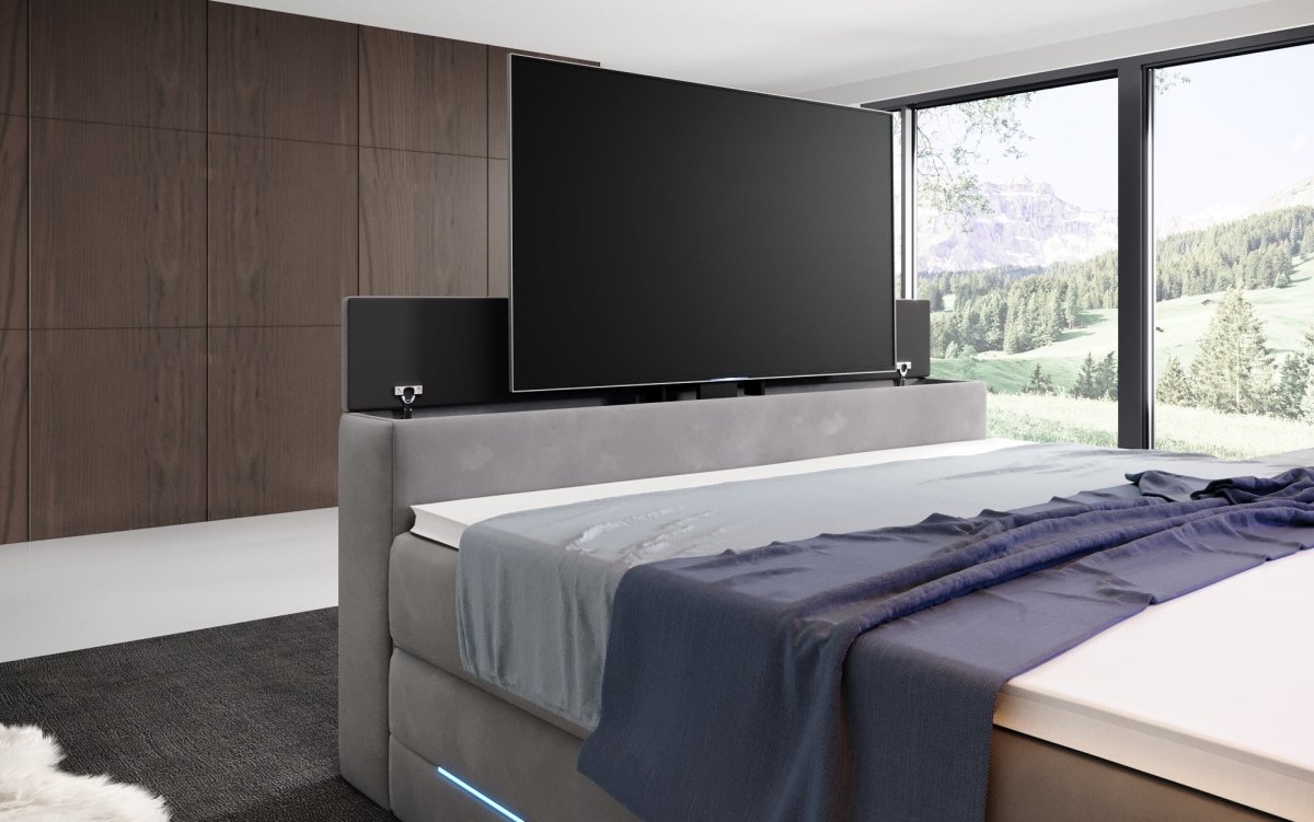 Boxspringbett Pluto mit TV Lift, RGB und Stauraum - Luxusbetten24