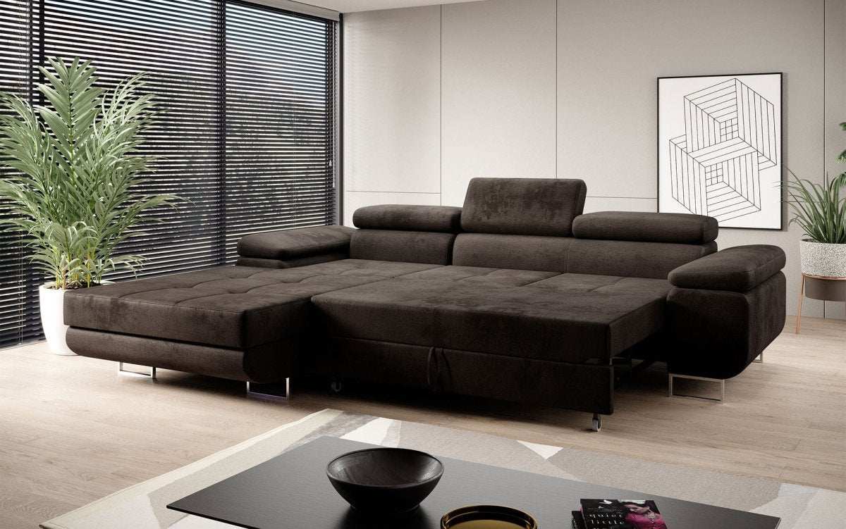 Designer Sofa Alonzo mit Schlaf- und Klappfunktion (Samt) - Luxusbetten24