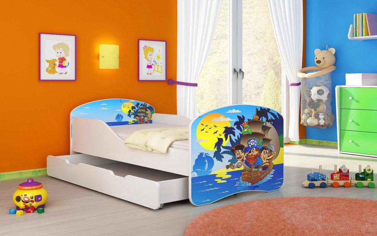 Kinderbett Luna mit Stauraum und verschiedenen Motiven - Luxusbetten24