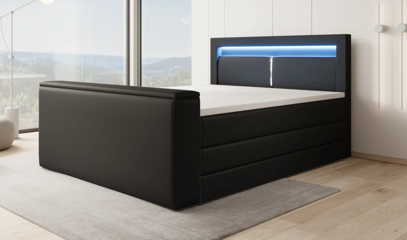 Kunstleder Schwarz mit TV-Lift
