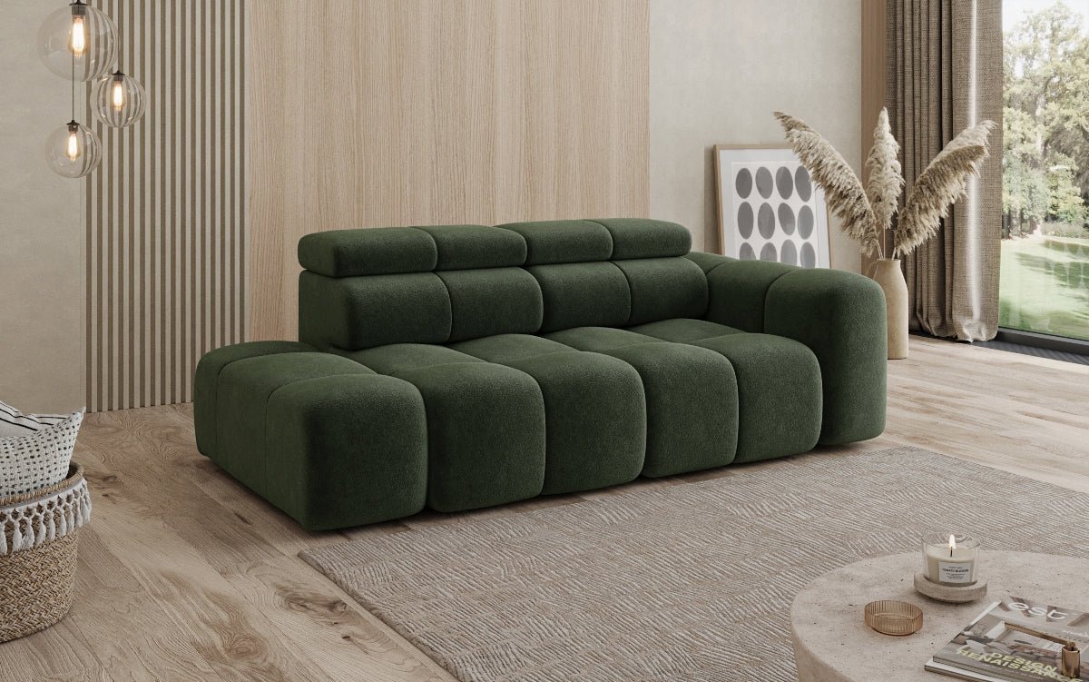 Designer Sofa 3-Sitzer mit Chaise Longue Mia in Chenille