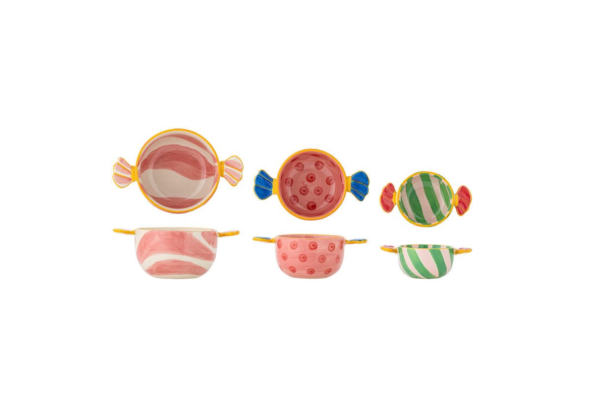 Súprava mis Pelang – ručne maľovaná kamenina v pestrých farbách (súprava 3 ks)