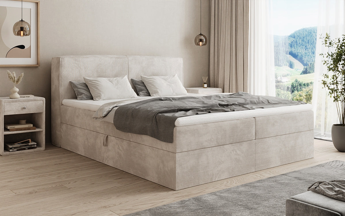 Boxspringbett Marea in Cord mit Stauraum