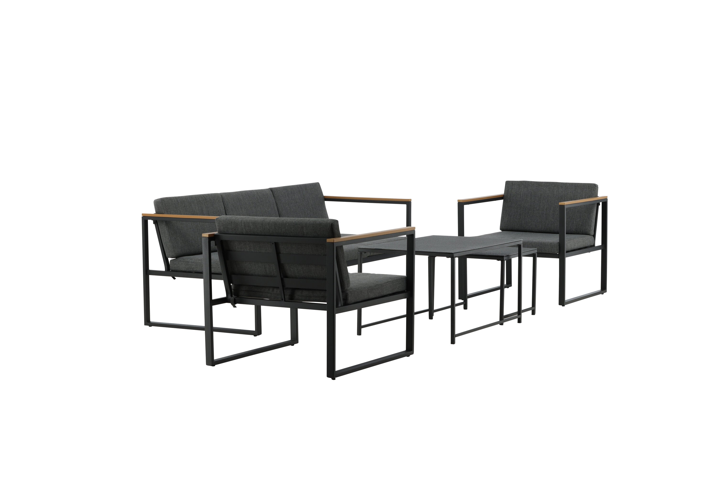 Sedacia súprava Sunrise - z čiernej ocele vrátane sklenených stolíkov