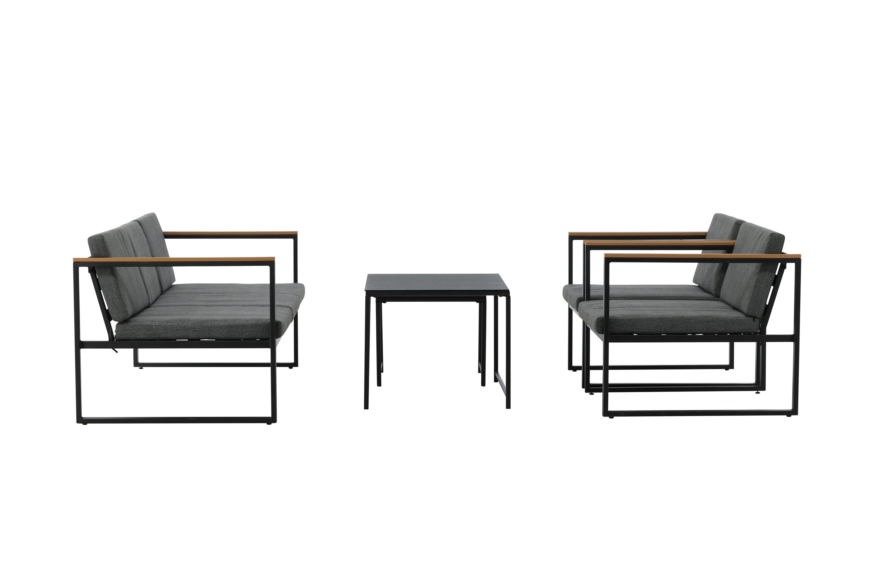 Sedacia súprava Sunrise - z čiernej ocele vrátane sklenených stolíkov