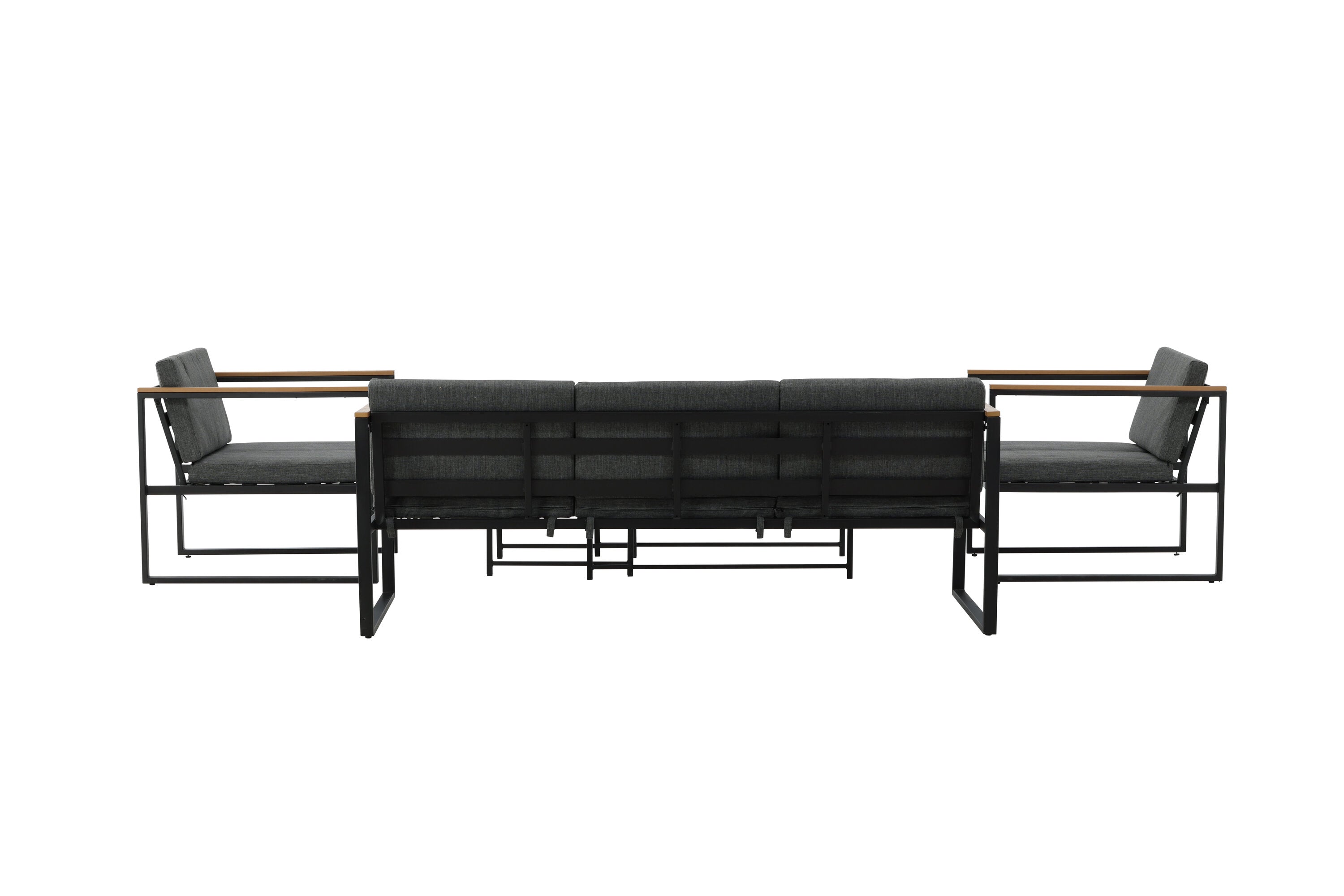 Sedacia súprava Sunrise - z čiernej ocele vrátane sklenených stolíkov