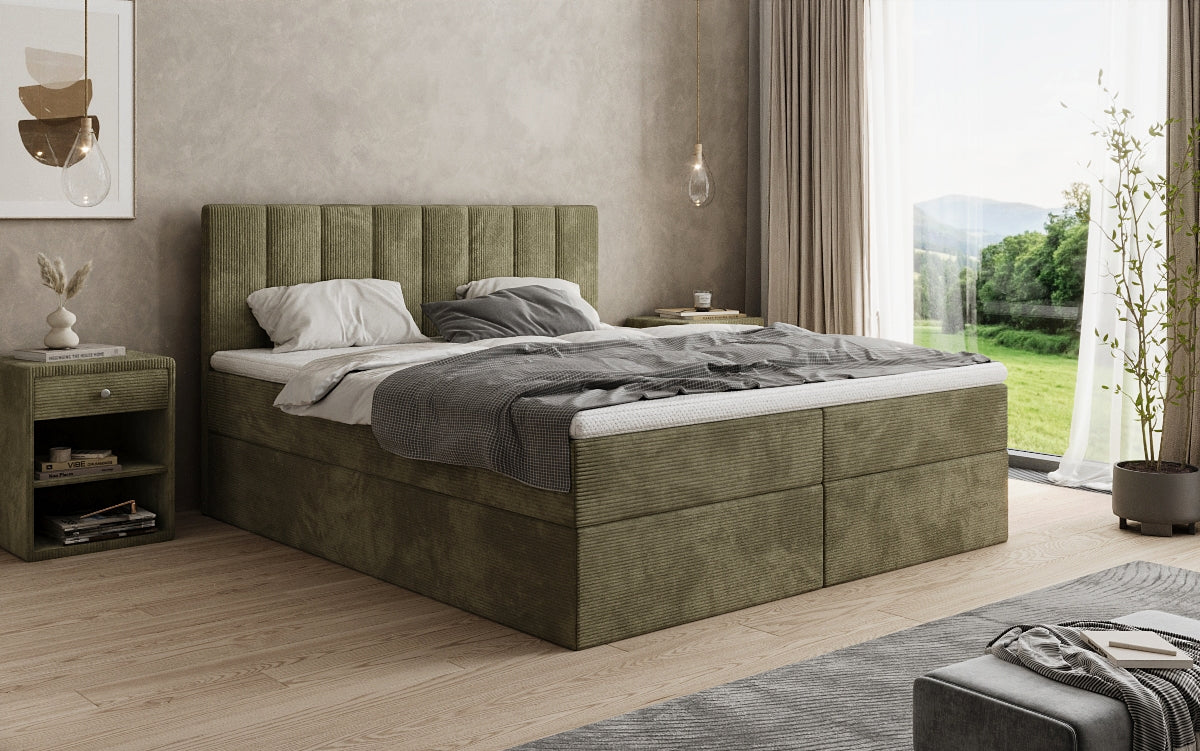 Boxspringbett Sofia in Cord mit Stauraum