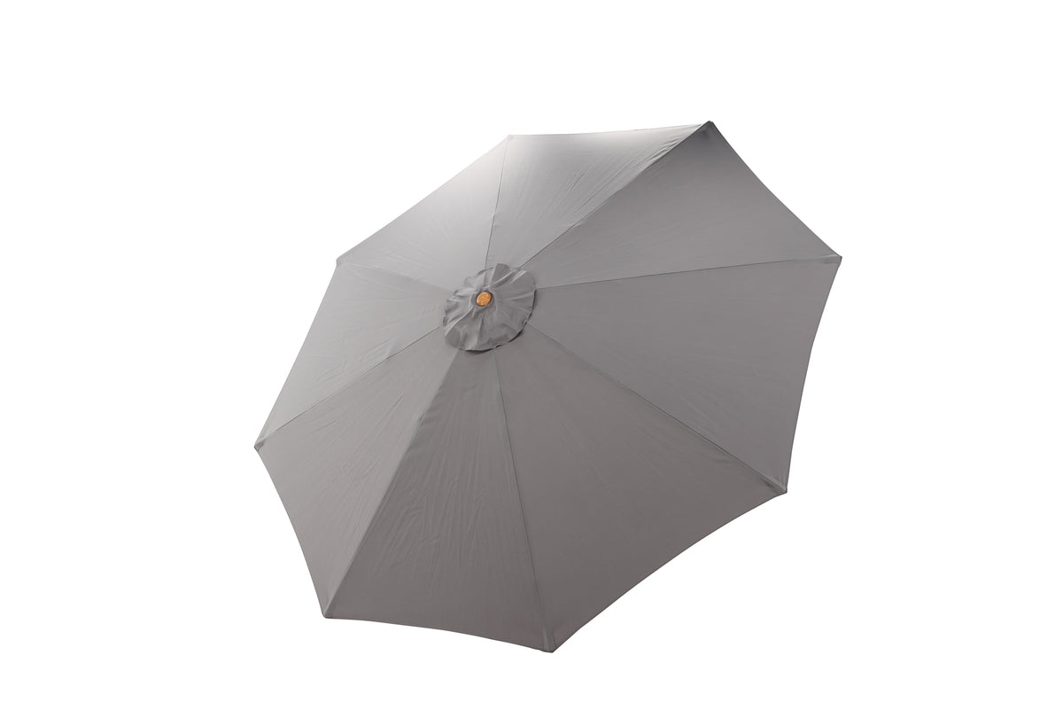 Slnečník Frida – Ø300 cm v sivej farbe s dreveným rámom z bukového dreva